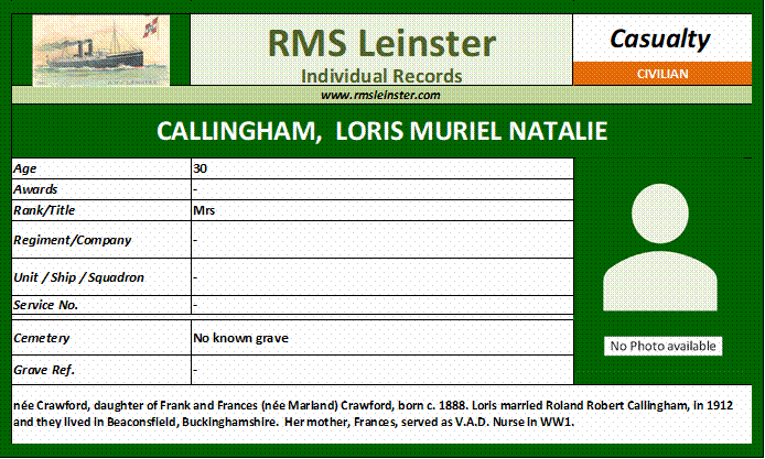 Loris Muriel Natalie Callingham